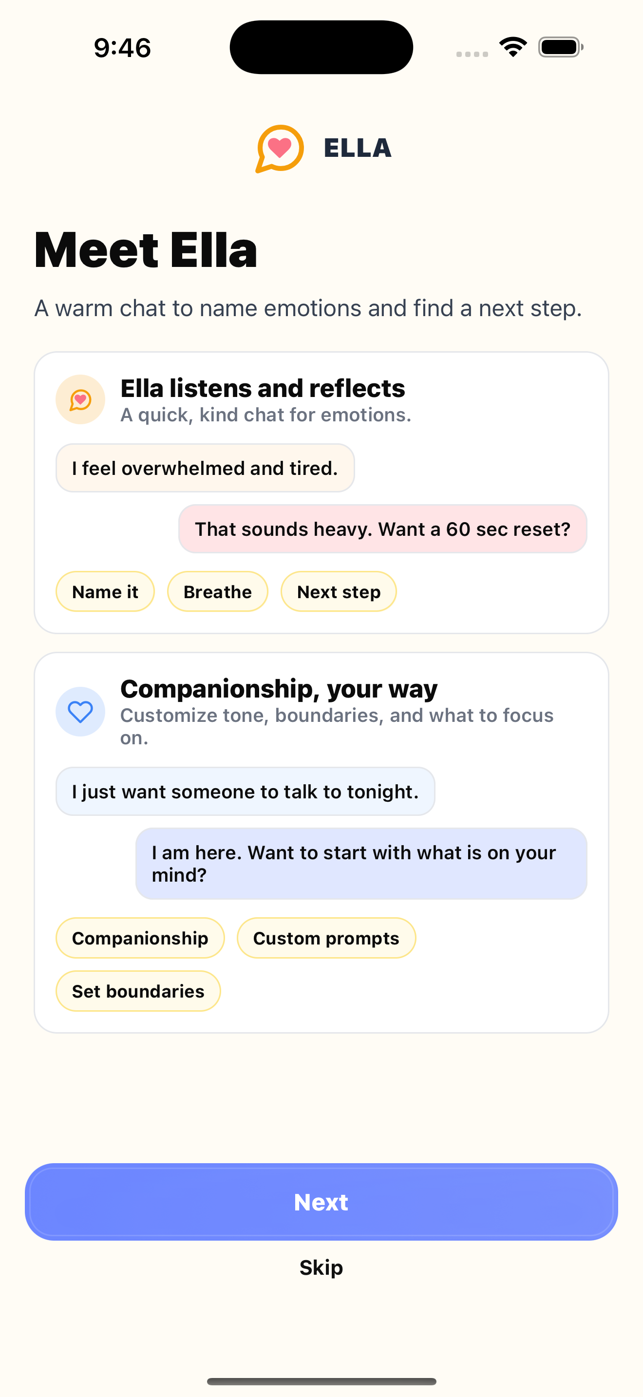 Ella onboarding preview